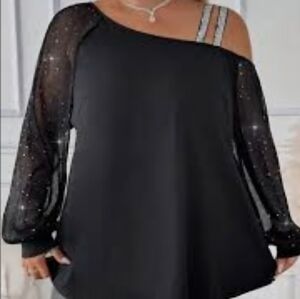 SHEIN Black One-Shoulder Top